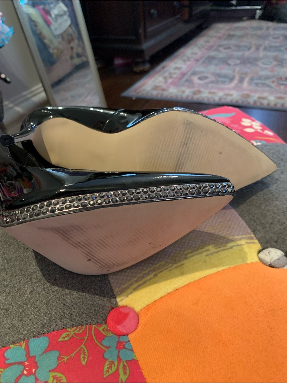 🌹STEVE MADDEN🌹NWOT! RHINESTONE EMBELLISHED BOTTOMS. PATENT LEATHER STILETTOS. - Picture 7 of 7